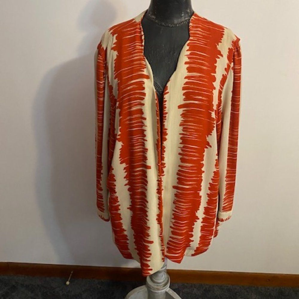 Jo Hanna York by Joan Davis Vintage Burnt Orange/Cream open blazer, size 2X